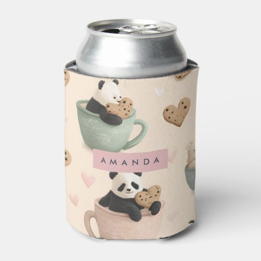 かわいいパンダとクマの柄のオリジナルデザイン 缶クーラー (缶正面)