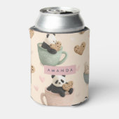 かわいいパンダとクマの柄のオリジナルデザイン 缶クーラー (缶裏面)
