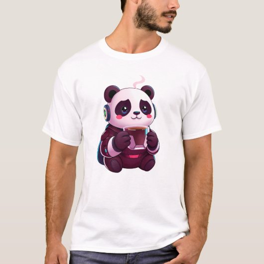 かわいいパンダとコーヒー Tシャツ (正面)