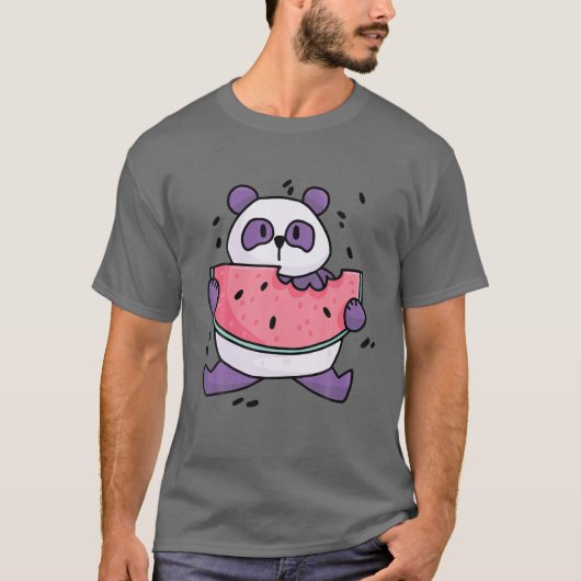 かわいいパンダとスイカ Tシャツ (正面)