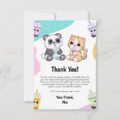 かわいいパンダとトラのバブルティー子供の誕生日 サンキューカード (正面)