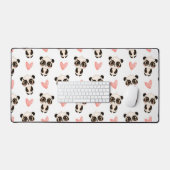 かわいいパンダとハート柄 デスクマット (キーボード&マウス)