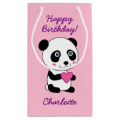 かわいいパンダとピンクのハート スモールペーパーバッグ (裏面)