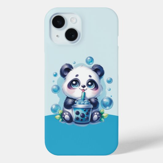かわいいパンダとブルーボバブルティー Case-Mate iPhoneケース (裏面)