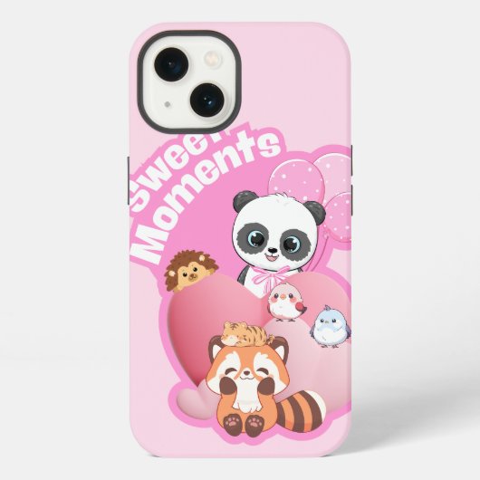 かわいいパンダと友達のデザイン iPhoneケース (裏面)