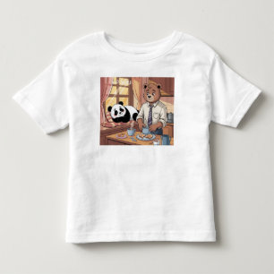 かわいいパンダと熊の子供用Tシャツ おもしろいデザイン トドラーTシャツ