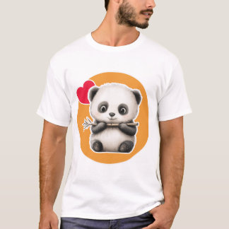 かわいいパンダと竹の棒 Tシャツ