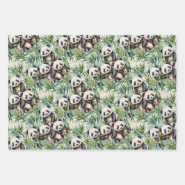 かわいいパンダと竹 ラッピングペーパーシート