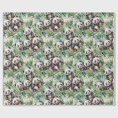かわいいパンダと竹 ラッピングペーパー (フラット)