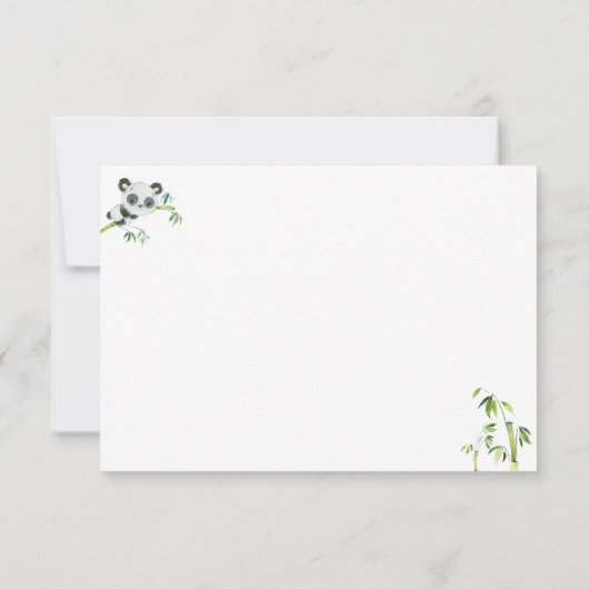 かわいいパンダと緑の竹の赤ちゃんシャワーありがとう サンキューカード (裏面)