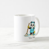 かわいいパンダのお掃除ステッカー コーヒーマグカップ (正面右)