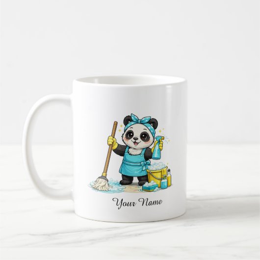 かわいいパンダのお掃除ステッカー コーヒーマグカップ (左)