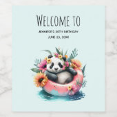 かわいいパンダのインナーチューブでチリングへようこそ ワインラベル (シングルラベル)