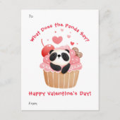 かわいいパンダのカップケーキカスタムにキッズバレンタインデー シーズンカード (正面)
