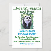 かわいいパンダのクマが緑の誕生日パーティーに招待 マグネット招待状 (正面)