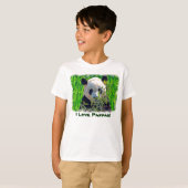 かわいいパンダのクマとおいしい竹の葉 Tシャツ (正面フル)