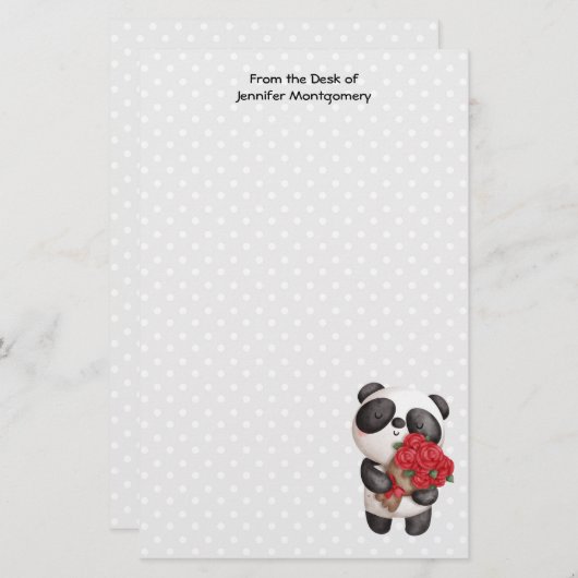 かわいいパンダのクマとローズブーケ (正面/裏面)