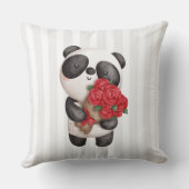 かわいいパンダのクマとローズブーケ クッション (裏面)