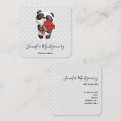 かわいいパンダのクマとローズブーケ スクエア名刺 (正面/裏面)