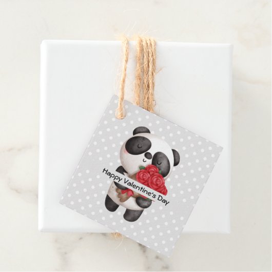 かわいいパンダのクマとローズブーケ フェイバータグ (インサイチュ)