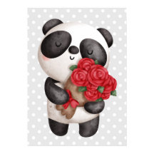 かわいいパンダのクマとローズブーケ