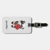 かわいいパンダのクマとローズブーケ ラゲッジタグ (正面横)