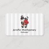 かわいいパンダのクマとローズブーケ 名刺 (正面)