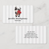 かわいいパンダのクマとローズブーケ 名刺 (正面/裏面)