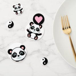 かわいいパンダのクマと陰陽の黒と白 コンフェッティ