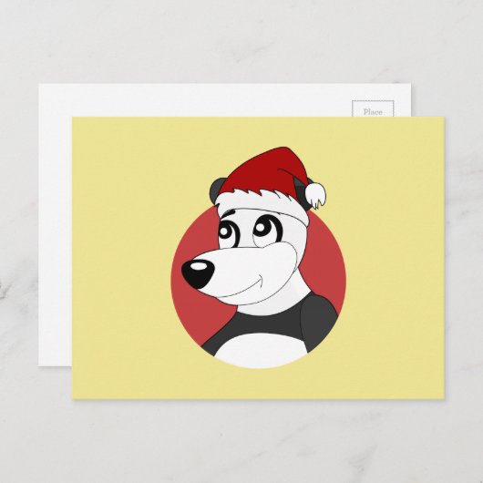 かわいいパンダのクマのはがき付きクリスマスアニメ ポストカード (正面/裏面)