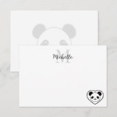 かわいいパンダのクマのカートゥーンイニシャル ノートカード (正面/裏面)