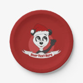 かわいいパンダのクマのクリスマスアニメ紙プレート ペーパープレート (正面)
