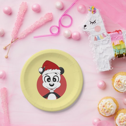 かわいいパンダのクマのクリスマスアニメ紙プレート ペーパープレート (パーティー)