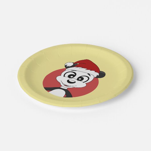 かわいいパンダのクマのクリスマスアニメ紙プレート ペーパープレート (アングル)