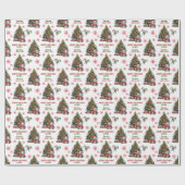 かわいいパンダのクマのクリスマスツリーキッズ ラッピングペーパー (フラット)