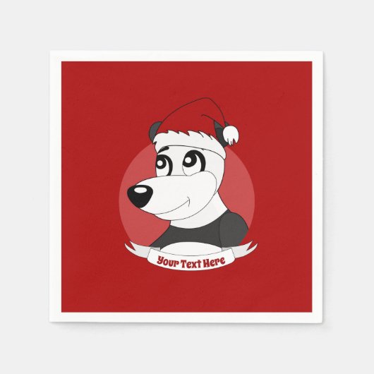 かわいいパンダのクマのナプキンとクリスマス漫画 スタンダードカクテルナプキン (正面)