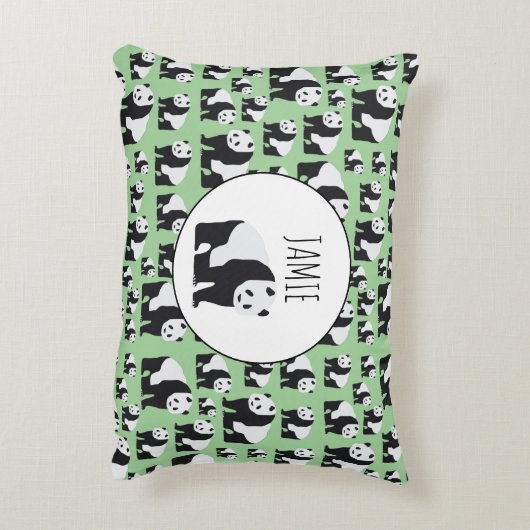かわいいパンダのクマのパターン アクセントクッション (裏面(縦))