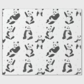 かわいいパンダのクマのパターン ラッピングペーパー (フラット)
