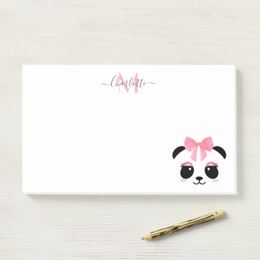 かわいいパンダのクマのパーソナライズされたモノグラム ポストイット (デスク)
