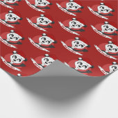 かわいいパンダのクマのラッピングパとクリスマス漫画 ラッピングペーパー (角)