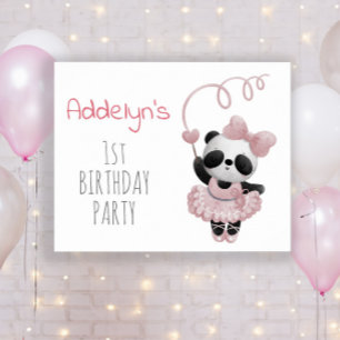 かわいいパンダのクマの女の子の1歳の誕生日  ポスター
