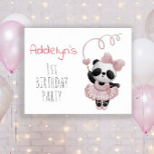 かわいいパンダのクマの女の子の1歳の誕生日 ポスター
