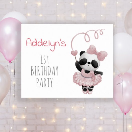かわいいパンダのクマの女の子の1歳の誕生日  ポスター