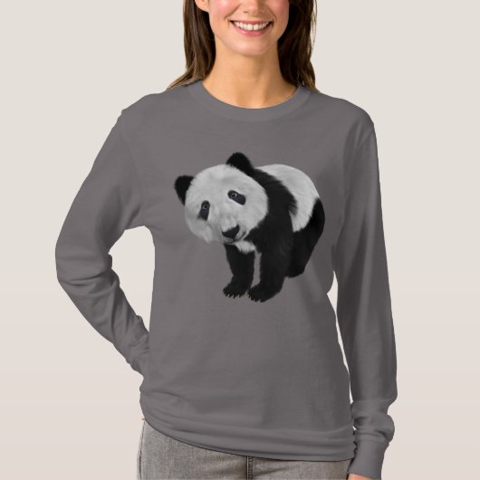 かわいいパンダのクマの女性用Tシャツ Tシャツ (正面)