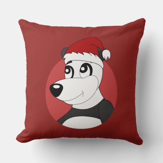 かわいいパンダのクマの投げ柱とクリスマス漫画 クッション (正面)