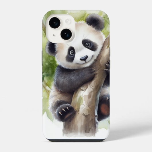 かわいいパンダのクマの木 iPhoneケース (裏面)