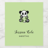 かわいいパンダのクマの淡い色の緑 ワインラベル (シングルラベル)