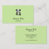 かわいいパンダのクマの淡い色の緑 名刺 (正面/裏面)