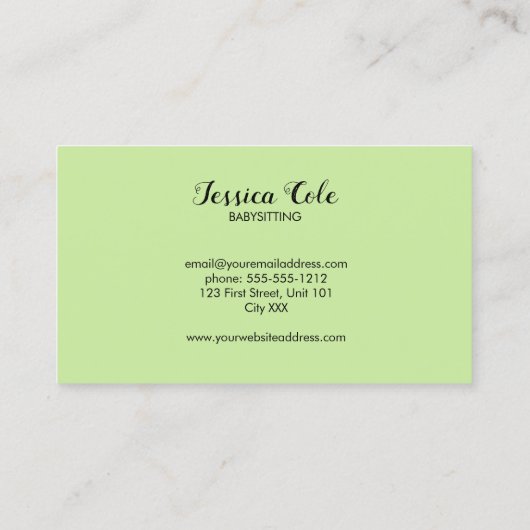 かわいいパンダのクマの淡い色の緑 名刺 (裏面)