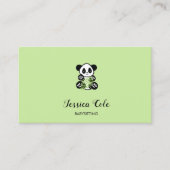 かわいいパンダのクマの淡い色の緑 名刺 (正面)